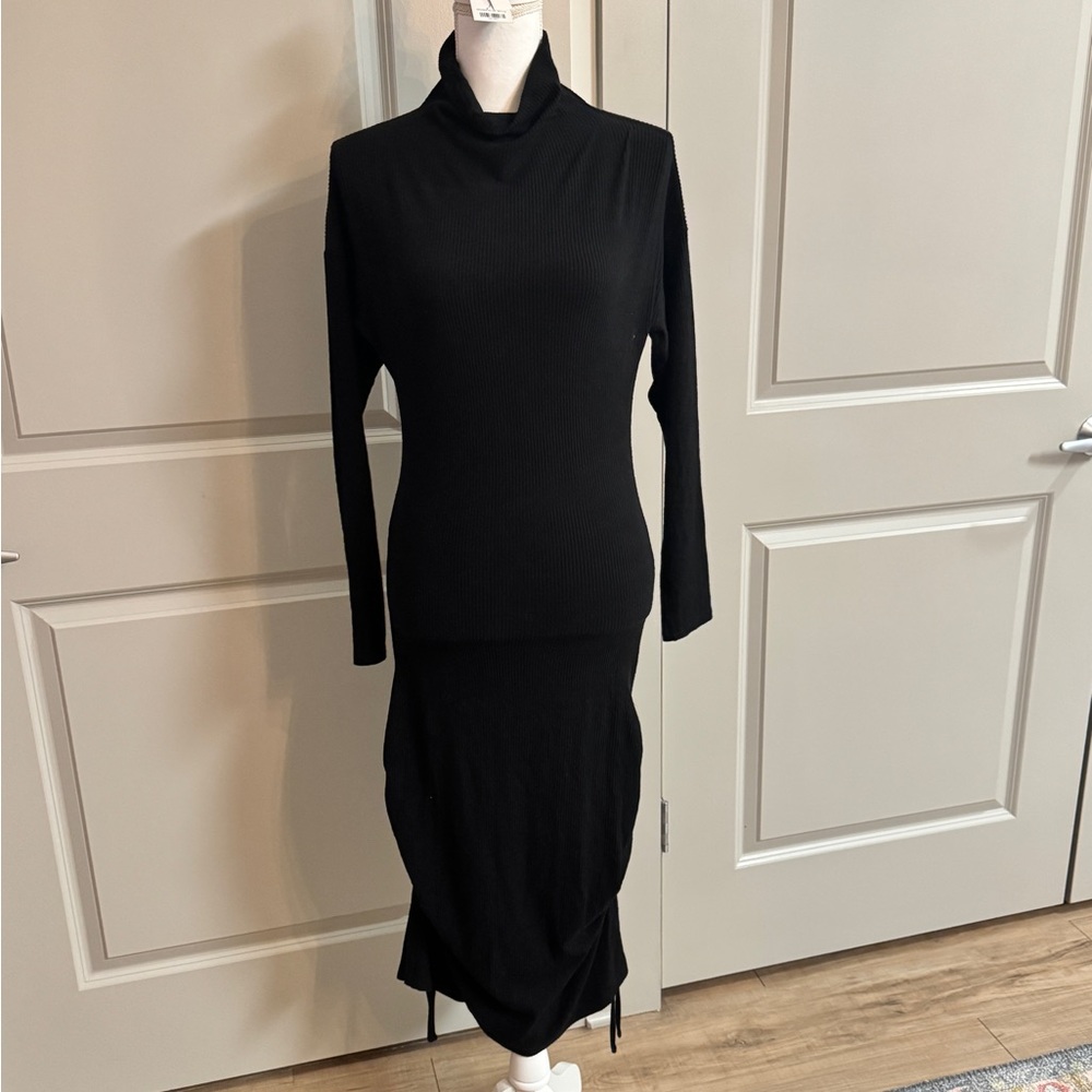 Anthropologie Black Turtleneck Sheath Dress